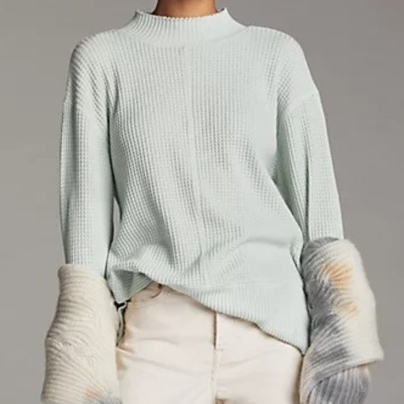 Anthropologie Tops - Anthropologie T.La Relaxed Mock Neck Waffle Top